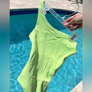 Lime green top shop one shoulder swimsuit